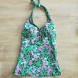 Gottex floral halter tankini top size 6